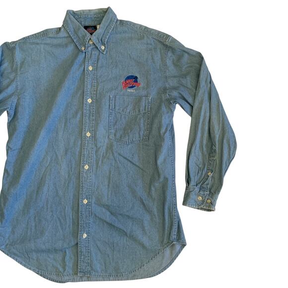 Planet Hollywood Prague Men's Size L Button Down Denim Jean VTG 1991 Shirt - Picture 9 of 16